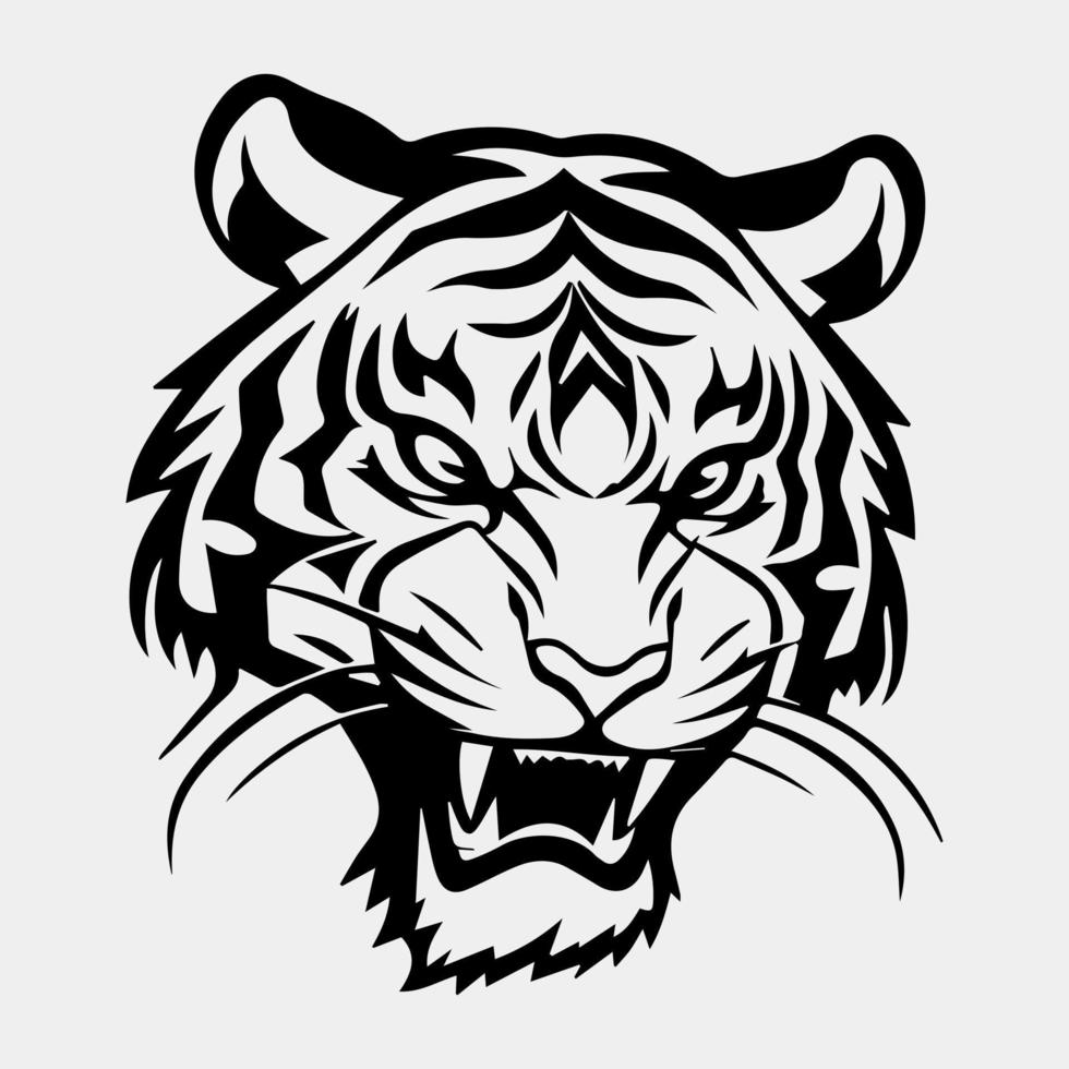 tigre testa tatuaggio logo portafortuna design vettore