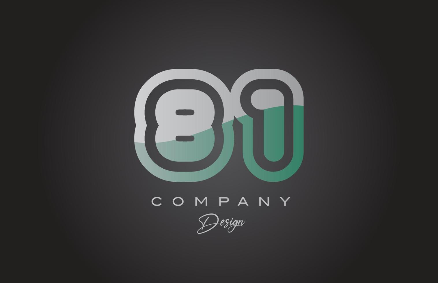 81 verde grigio numero logo icona design. creativo modello per azienda e attività commerciale vettore