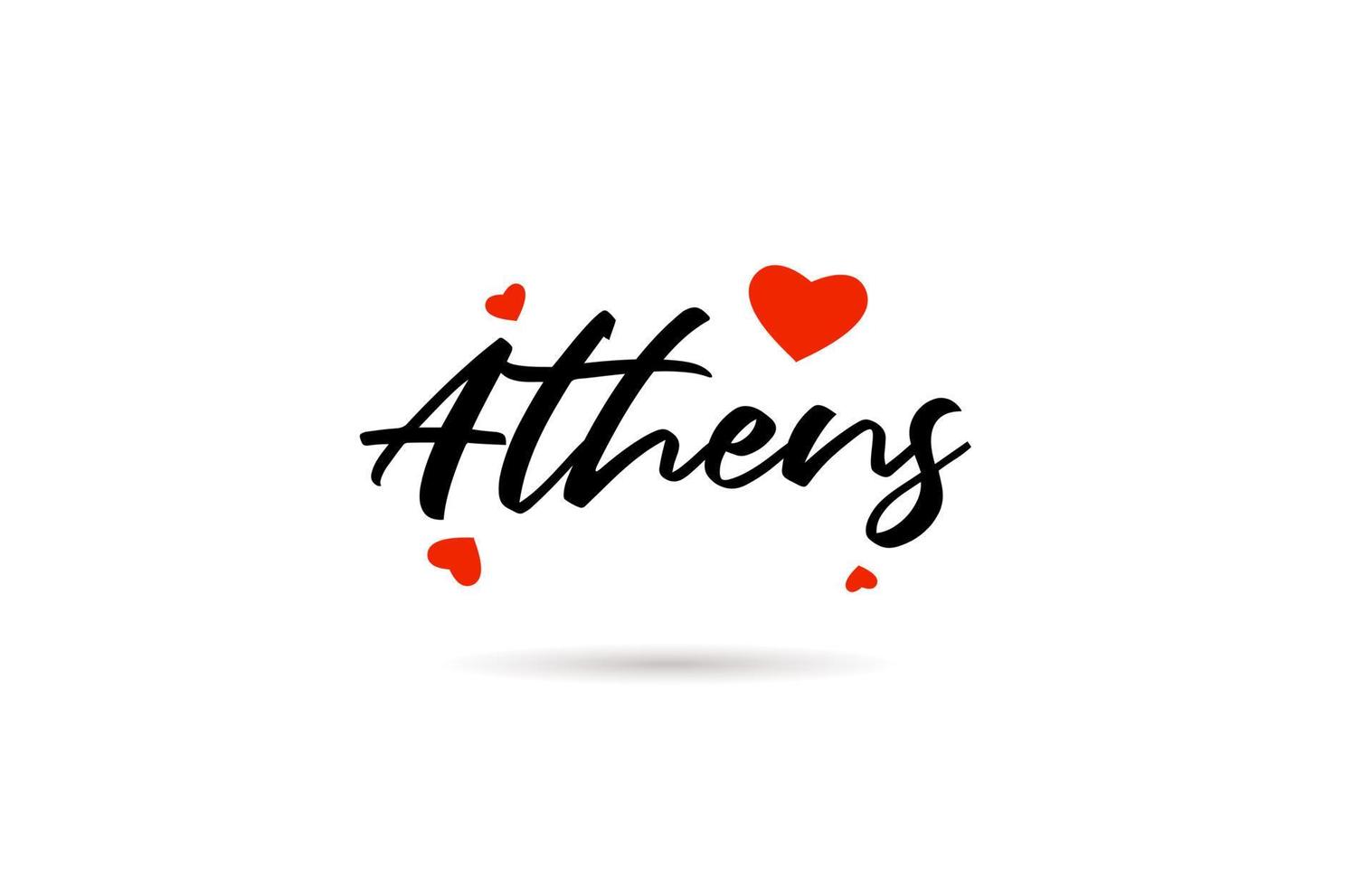 Atene manoscritto città tipografia testo con amore cuore vettore