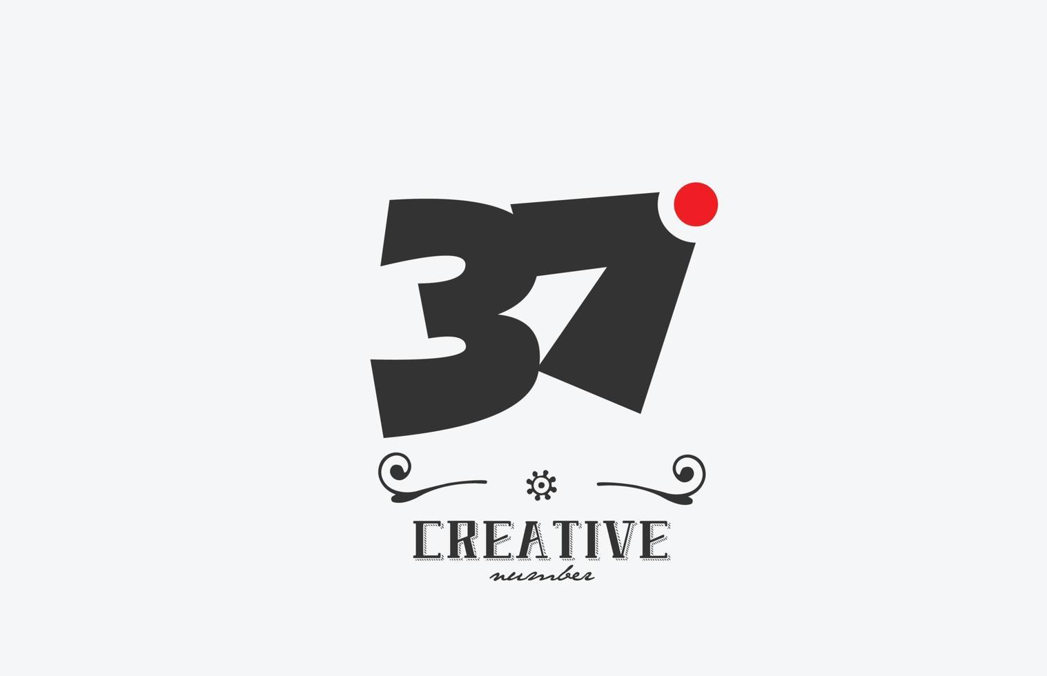grigio 37 numero logo icona design con rosso punto. creativo modello per azienda e attività commerciale vettore