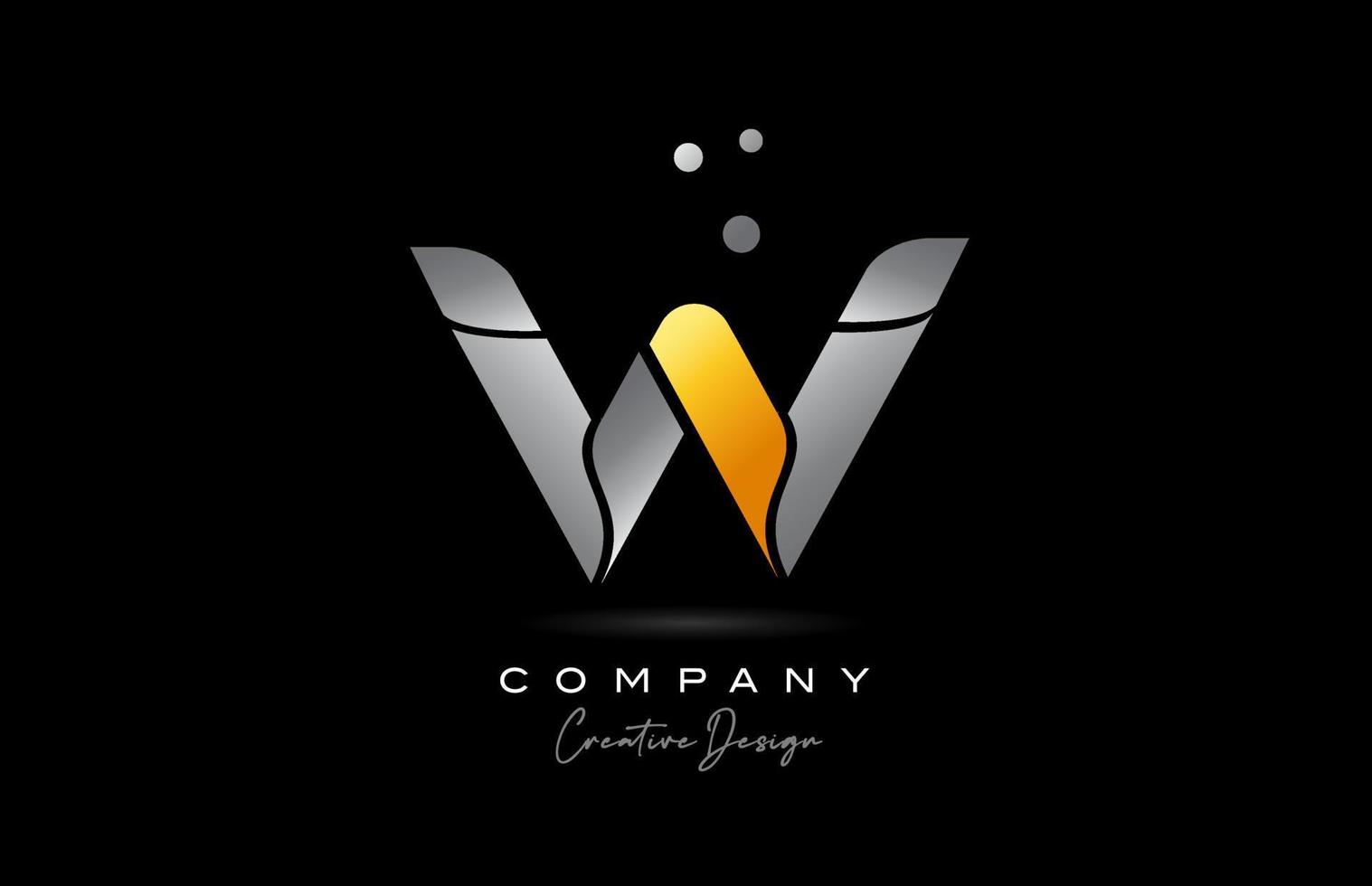 w giallo d'oro alfabeto lettera logo icona design con grigio colore. creativo modello per azienda e attività commerciale vettore