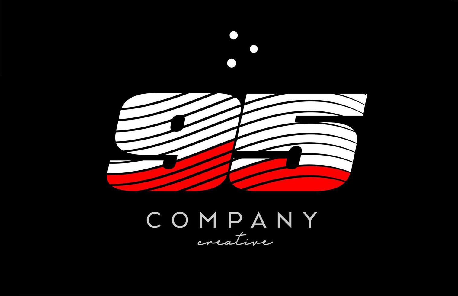 95 numero logo con rosso bianca Linee e punti. aziendale creativo modello design per attività commerciale e azienda vettore