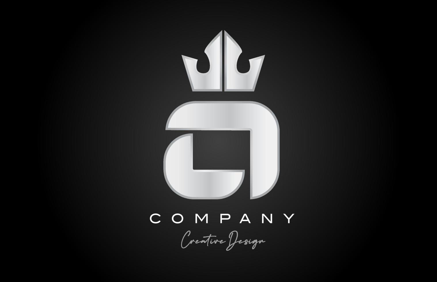 argento grigio o alfabeto lettera logo icona design. creativo corona re modello per azienda e attività commerciale vettore