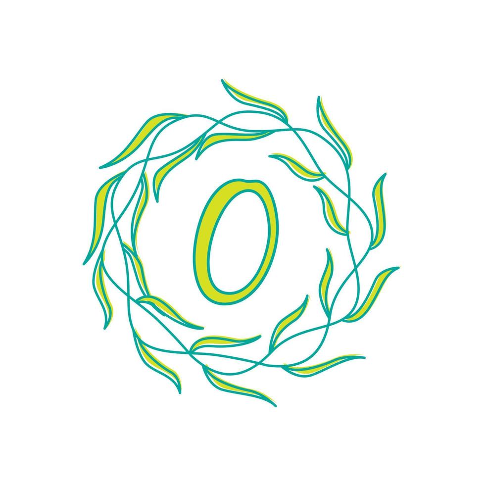 lettera o con circolare verde foglia logo vettore icona simbolo illustrazione design modello