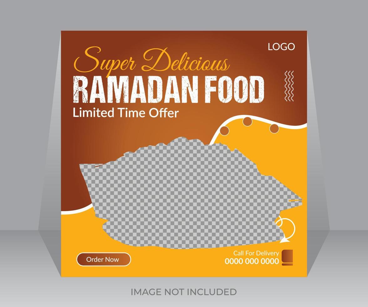 Ramadan super delizioso cibo menù sociale media inviare bandiera design vettore