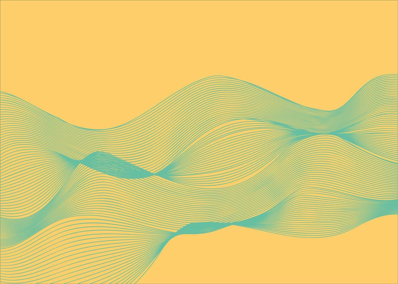 astratto verde onda a partire dal Linee su un' giallo sfondo. dinamico suono onda. ottico arte design elemento. vettore sfondo.