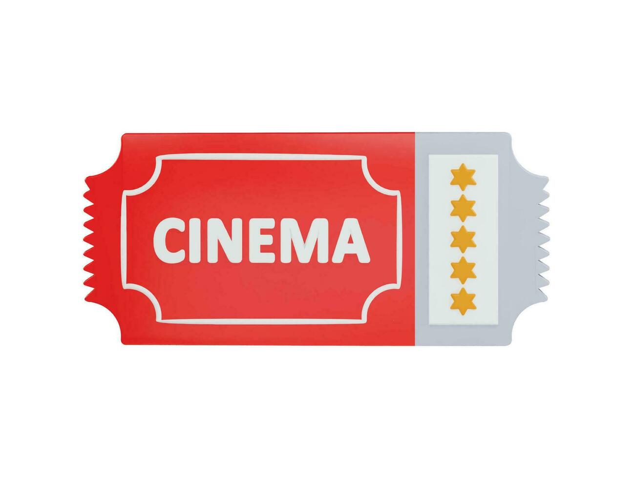 cinema biglietto con stelle icona 3d interpretazione vettore illustrazione