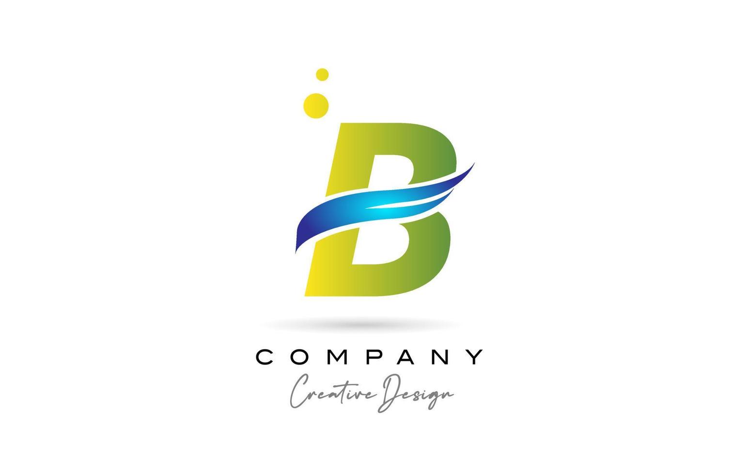 verde B alfabeto lettera logo icona con svolazzare. creativo modello per azienda e attività commerciale vettore