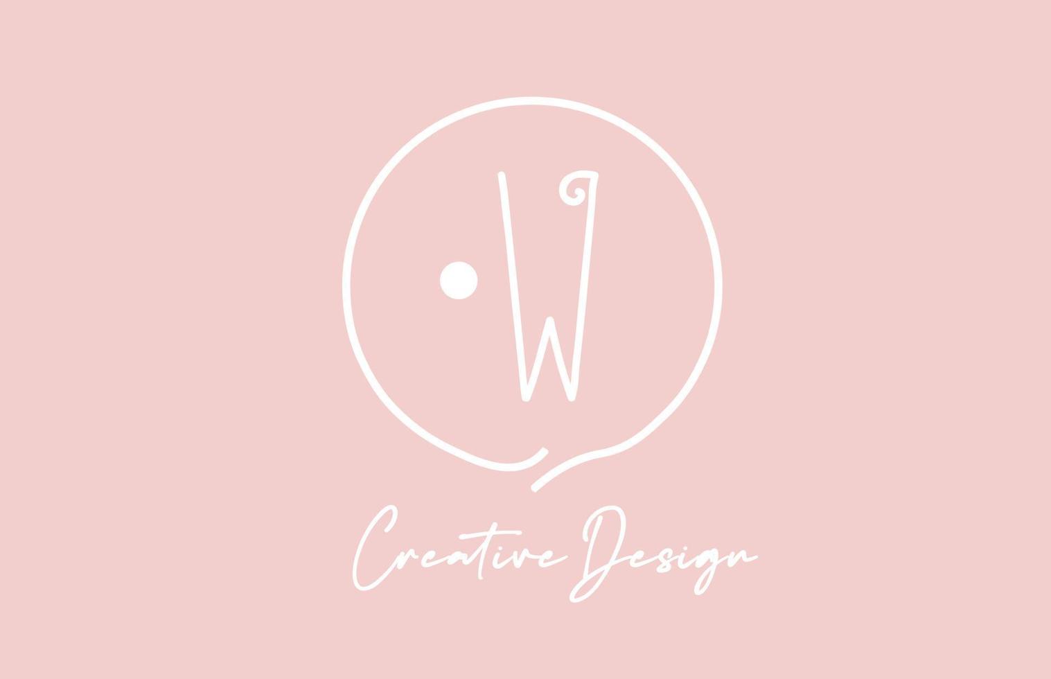 rosa bianca w alfabeto lettera logo icona design con cerchio e Vintage ▾ stile. creativo modello per azienda e attività commerciale vettore