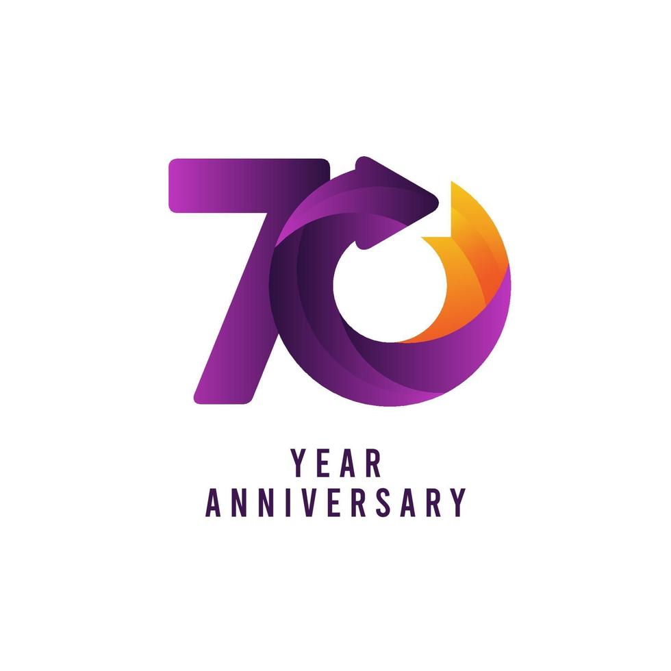 70 anni anniversario gradiente viola template vettoriale illustrazione design