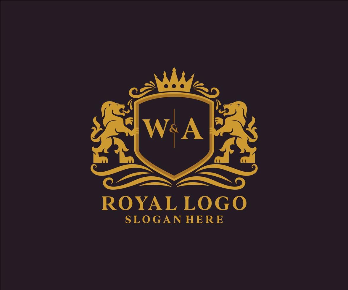 iniziale wa lettera Leone reale lusso logo modello nel vettore arte per ristorante, regalità, boutique, bar, Hotel, araldico, gioielleria, moda e altro vettore illustrazione.