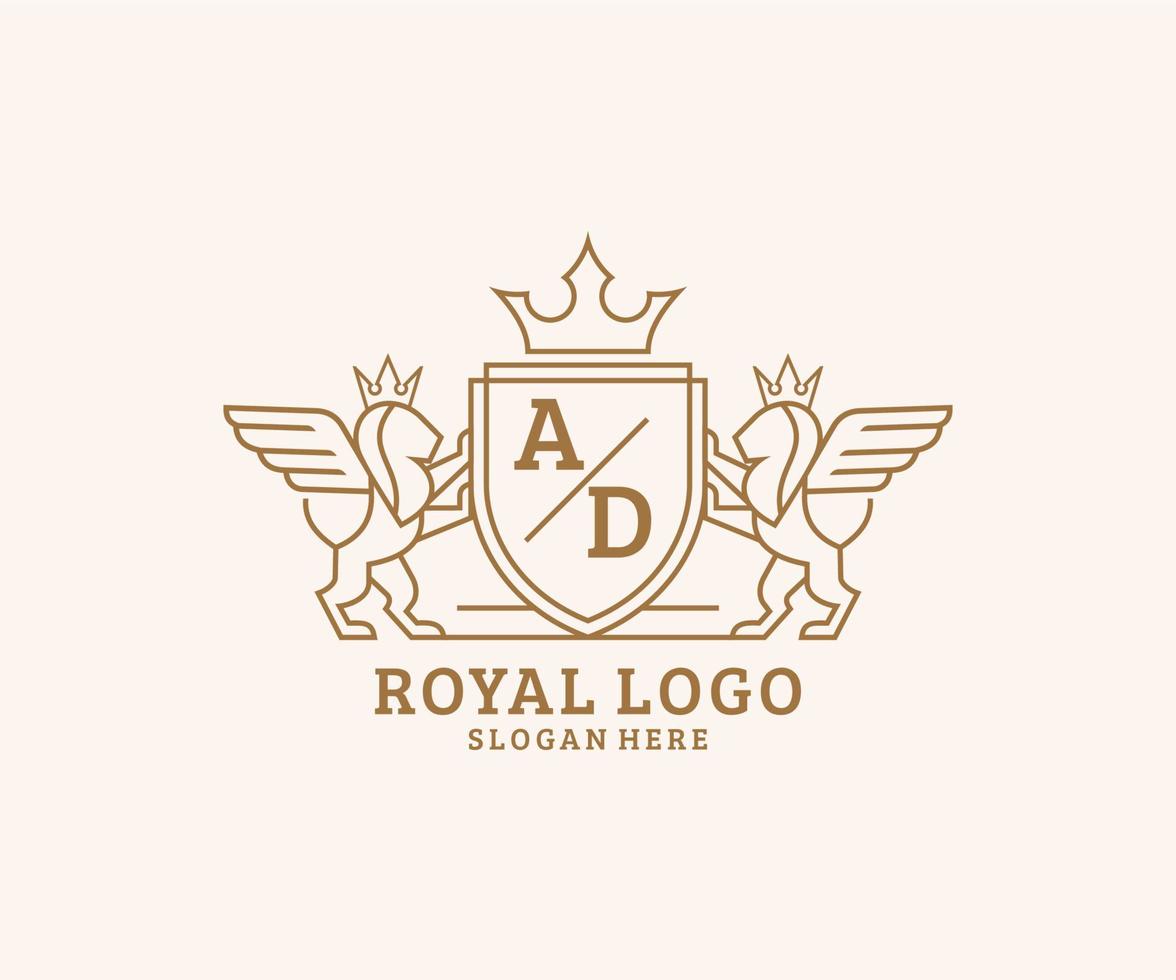 iniziale anno Domini lettera Leone reale lusso stemma araldico logo modello nel vettore arte per ristorante, regalità, boutique, bar, Hotel, araldico, gioielleria, moda e altro vettore illustrazione.