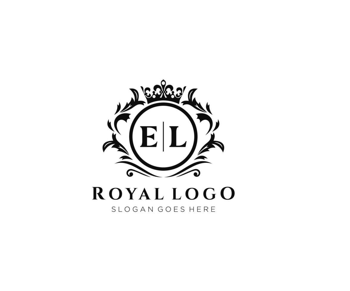 iniziale EL lettera lussuoso marca logo modello, per ristorante, regalità, boutique, bar, Hotel, araldico, gioielleria, moda e altro vettore illustrazione.