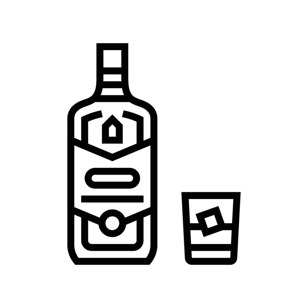 whisky bevanda bottiglia linea icona vettore illustrazione