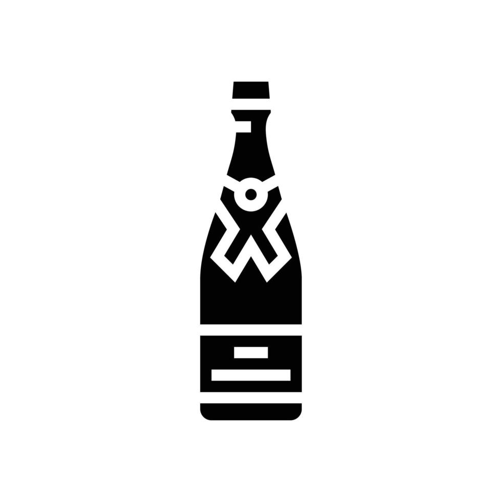 Champagne bicchiere bottiglia glifo icona vettore illustrazione