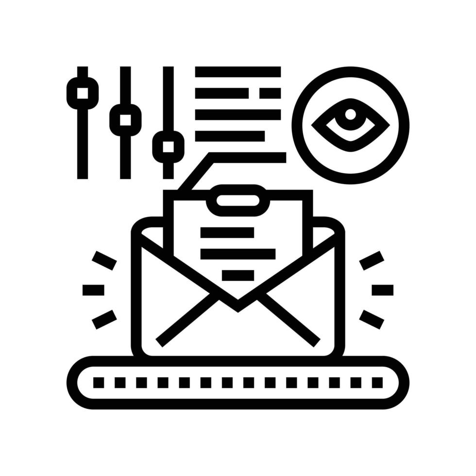 completamente gestito e-mail marketing linea icona vettore illustrazione