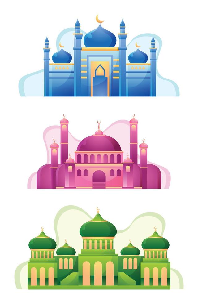 colorato moschea impostato vettore