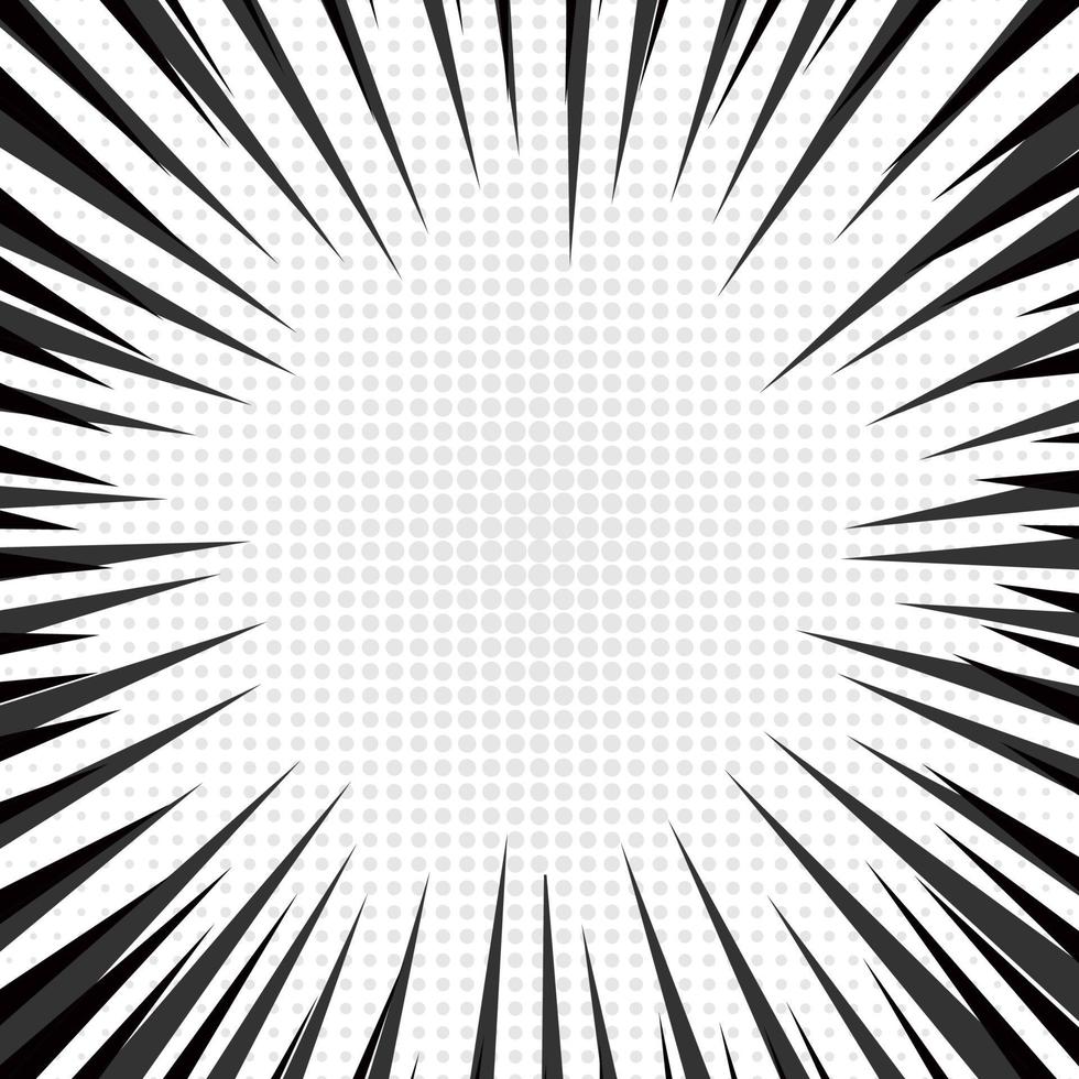 nero e bianca comico libro pagina sfondo nel pop arte stile con vuoto spazio. modello con raggi, puntini e mezzitoni effetto struttura. vettore illustrazione