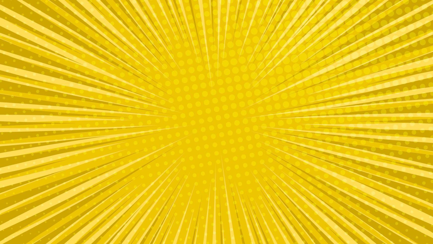 giallo comico libro pagina sfondo nel pop arte stile con vuoto spazio. modello con raggi, puntini e mezzitoni effetto struttura vettore