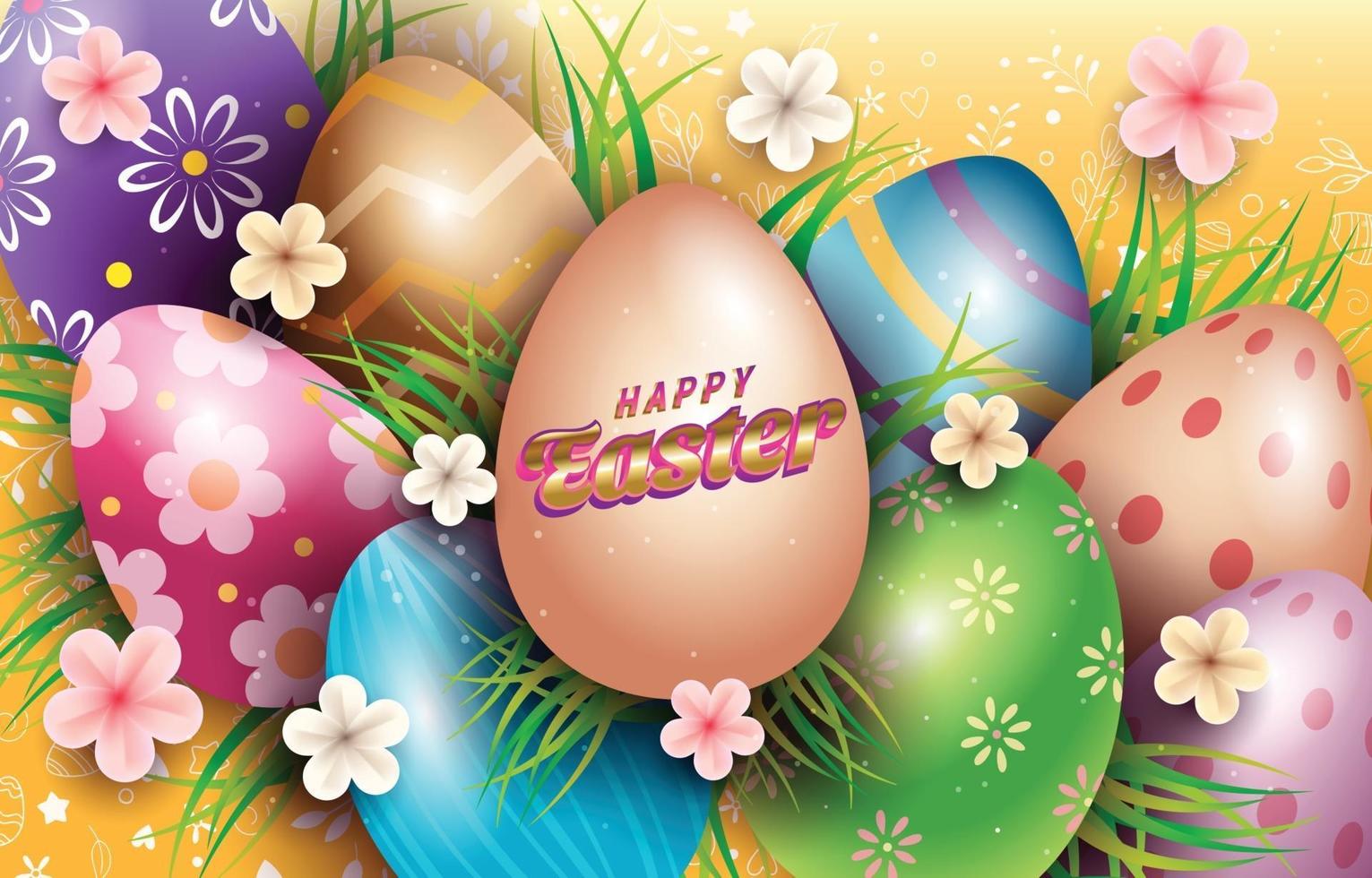 celebrazione del giorno di Pasqua con uova di Pasqua colorate vettore