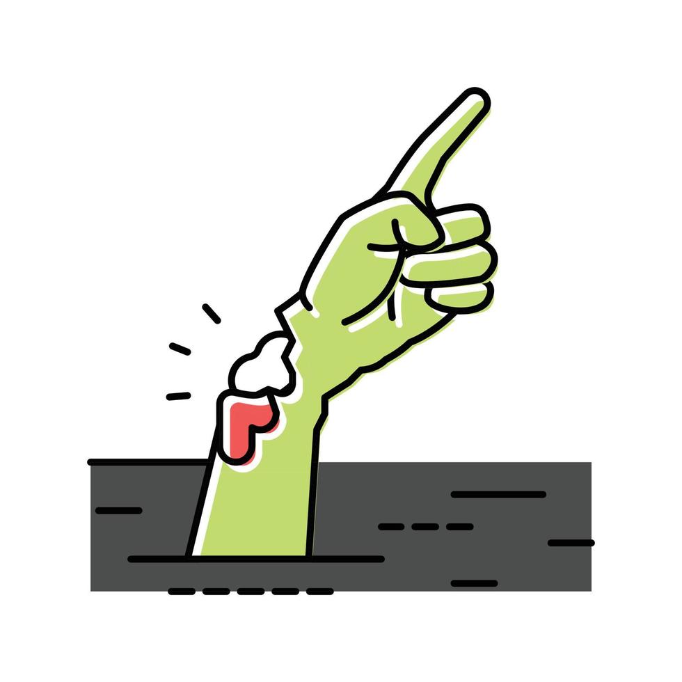 mano morto zombie colore icona vettore illustrazione