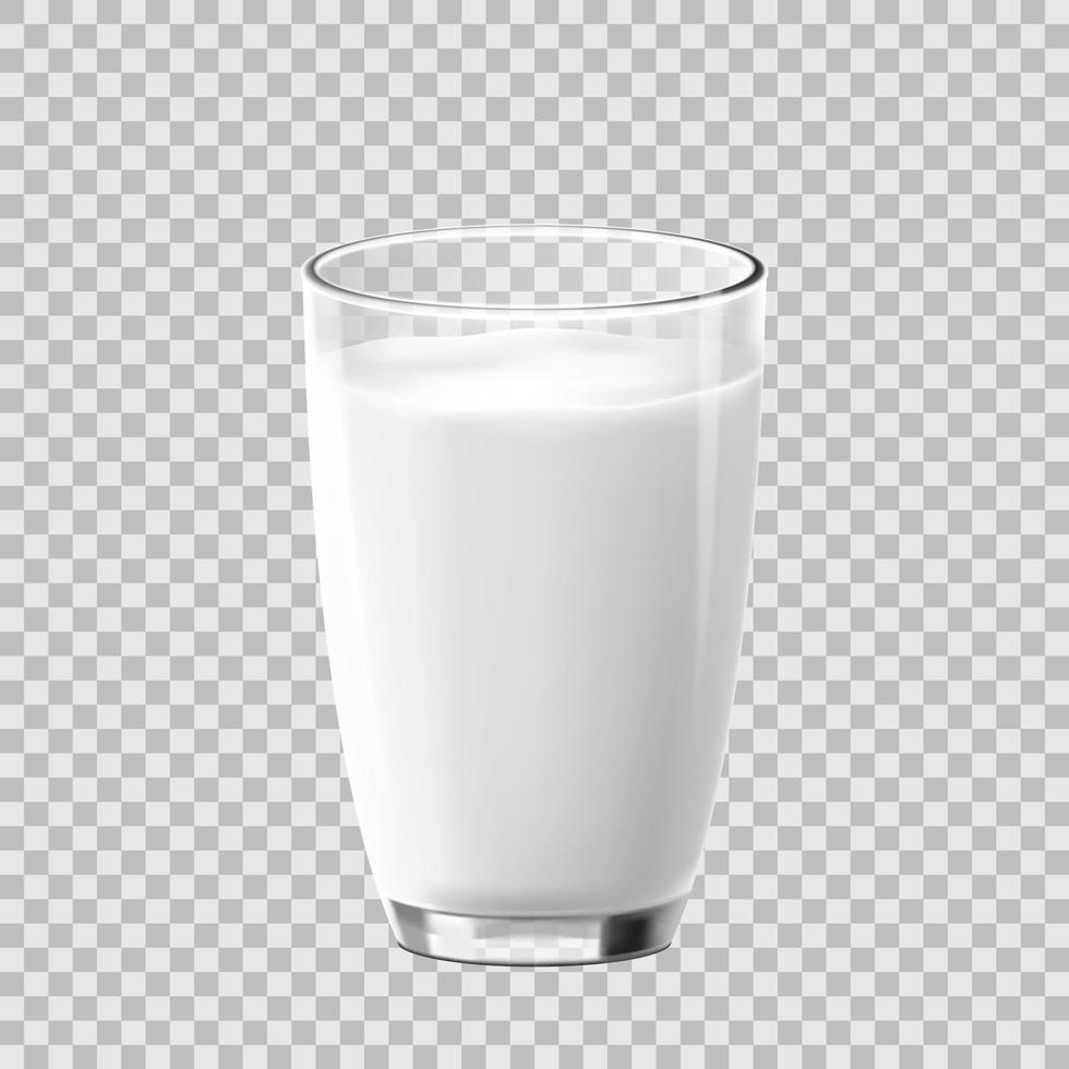 bicchiere di latte trasparente realistico vettore