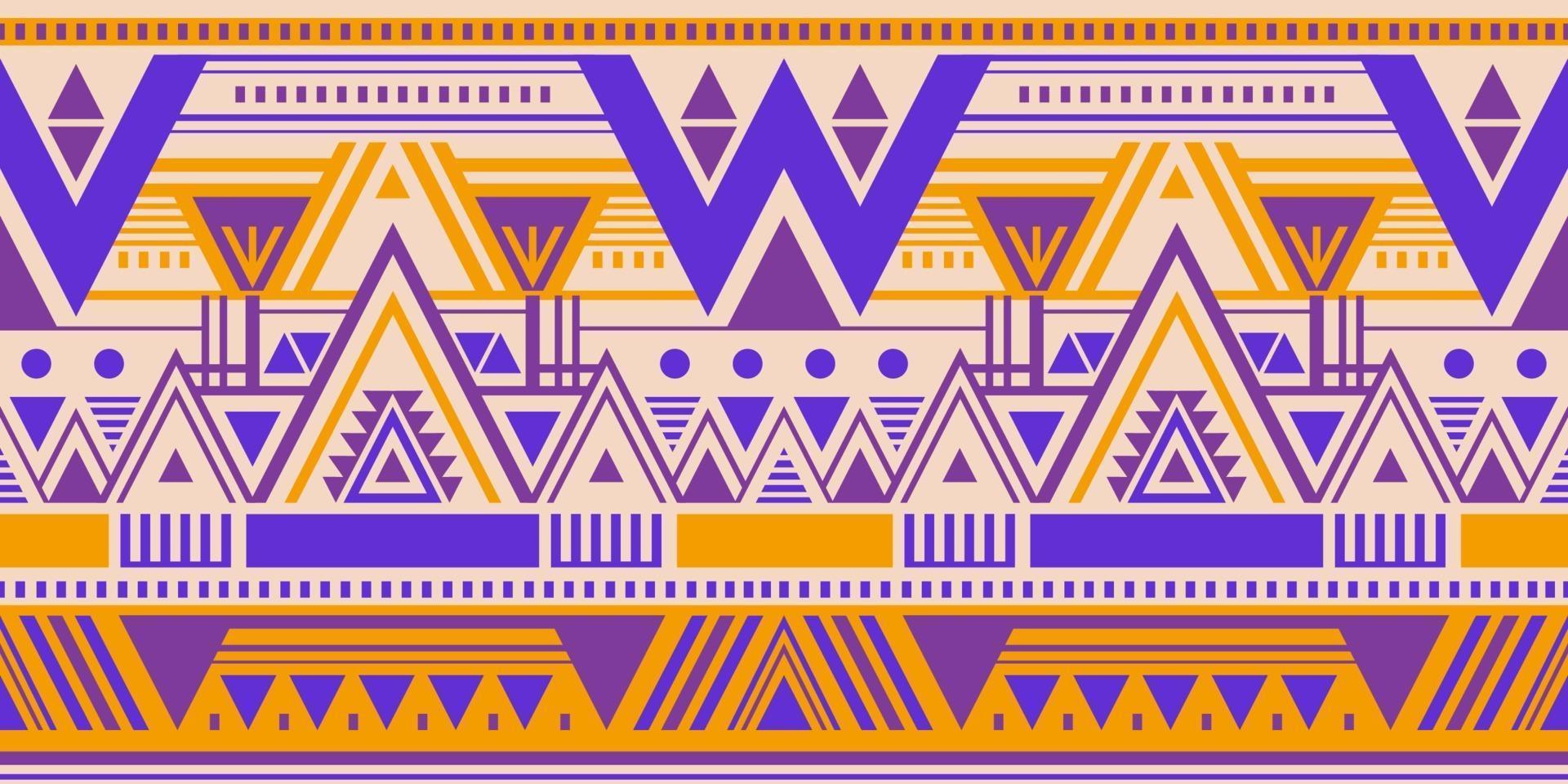 Reticolo senza giunte di vettore tribale multicolore con triangoli di doodle. Origine etnica. stampa d'arte geometrica astratta azteca per carta da parati, disegno di stoffa, tessuto, copertina, modello tessile.