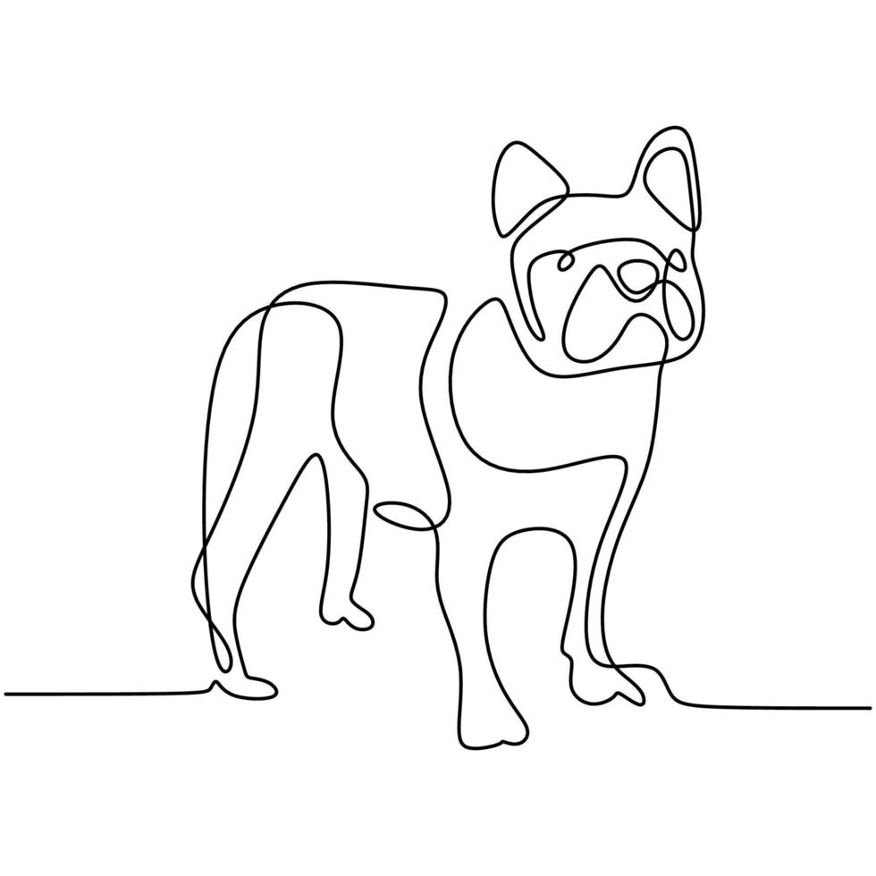 Hound Dog una linea continua di disegno su sfondo bianco. cagnolino divertente è in piedi posa. il concetto di fauna selvatica, animali domestici, veterinaria. illustrazione vettoriale di stile minimalismo disegnato a mano. icona animale domestico amichevole