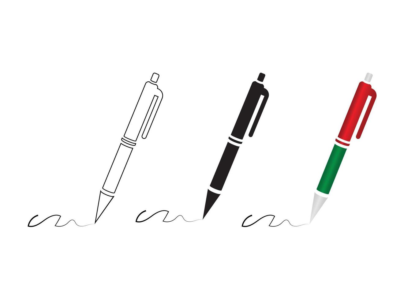 elegante penna e firma icona vettore illustrazione impostare, elegante scrittura strumenti per attività commerciale e personale uso