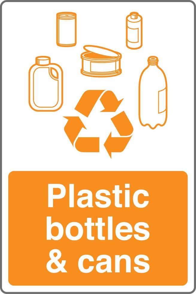 raccolta differenziata rifiuto gestione spazzatura bidone etichetta etichetta cartello plastica bottiglie lattine vettore