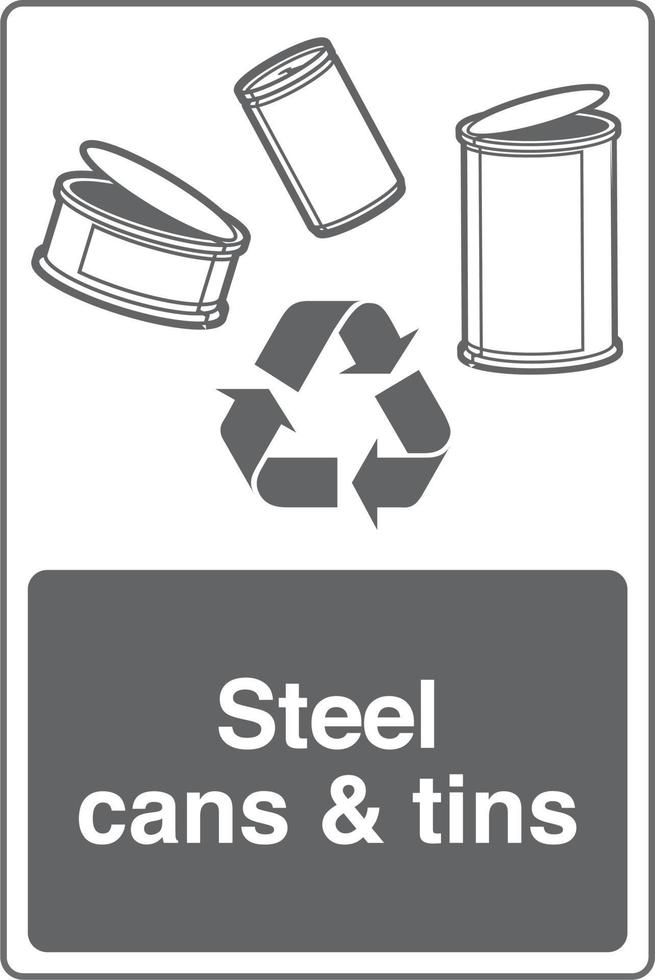 raccolta differenziata rifiuto gestione spazzatura bidone etichetta etichetta cartello acciaio vettore
