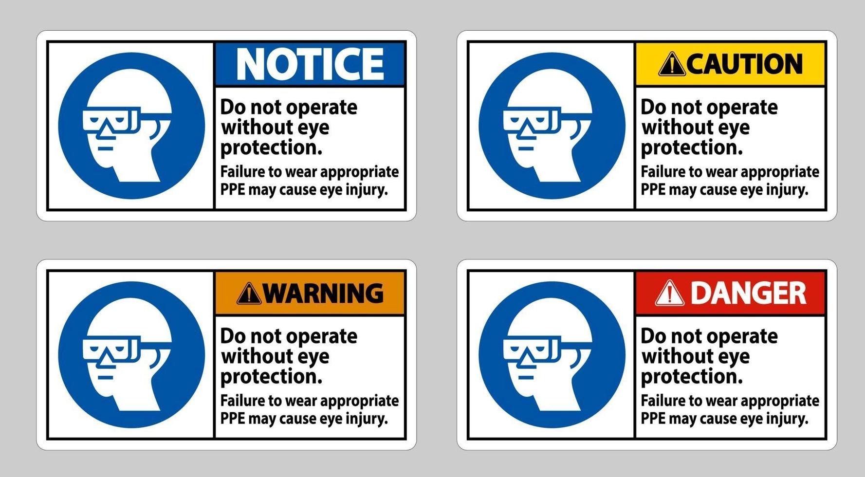 non entrare senza indossare una protezione per gli occhi, potrebbero verificarsi danni alla vista vettore