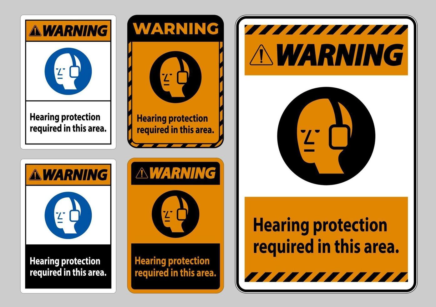 segnale di avvertimento DPI protezione dell'udito richiesta in quest'area con il simbolo vettore
