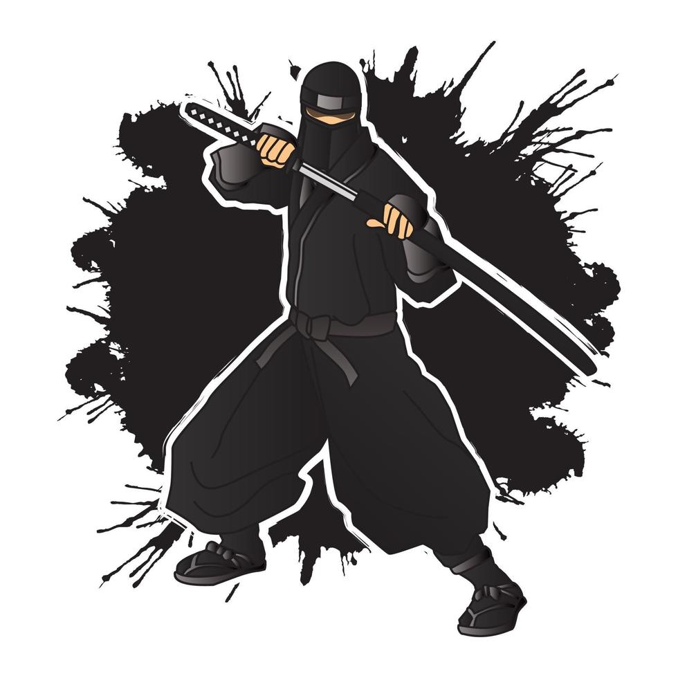 guerriero ninja nero vettore