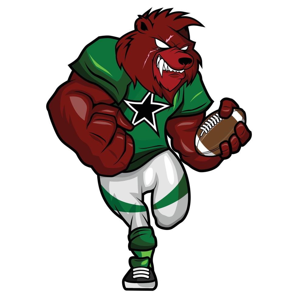 orso grizzly - disegno del personaggio mascotte di football americano vettore