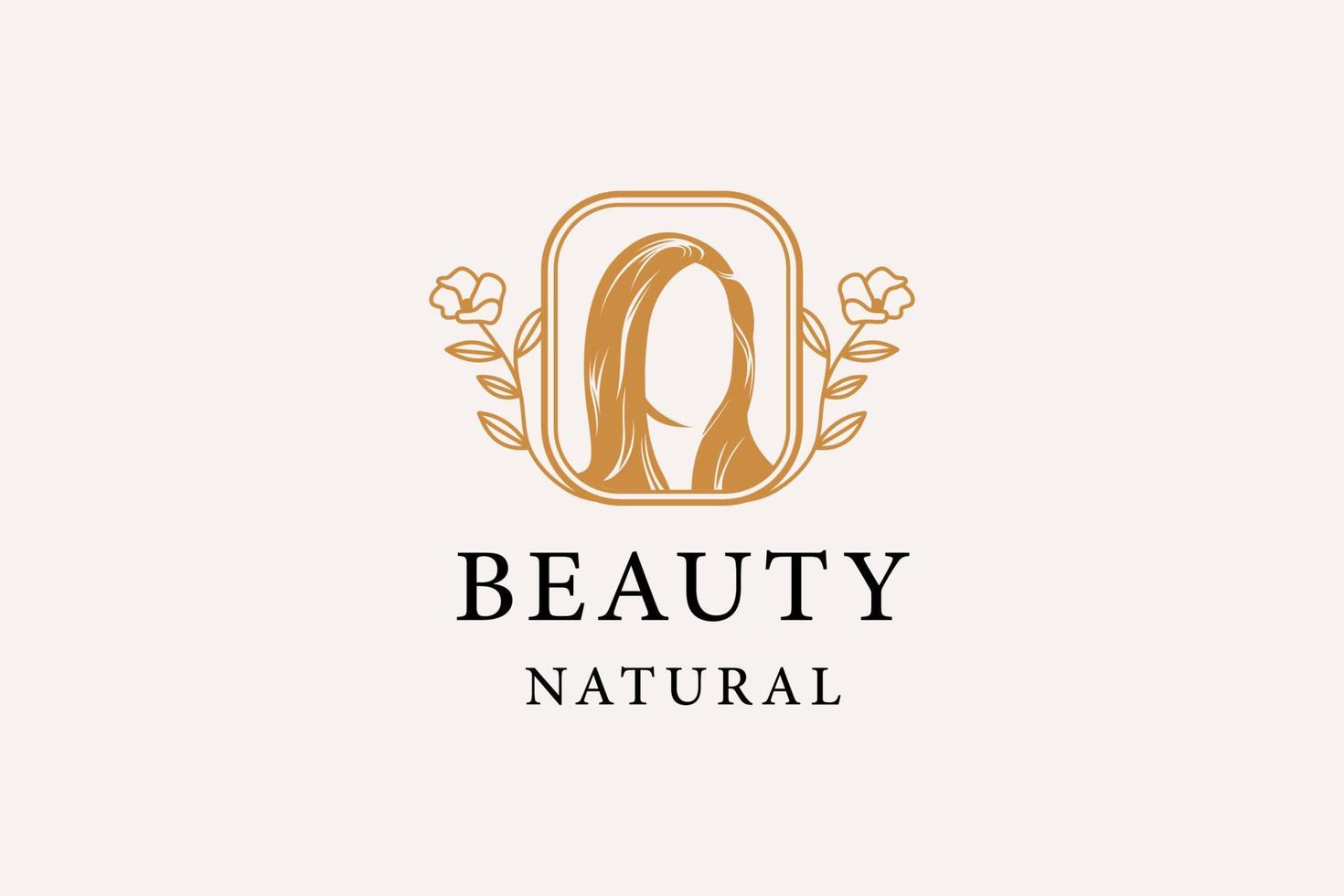 bellezza donna naturale linea arte logo design vettore