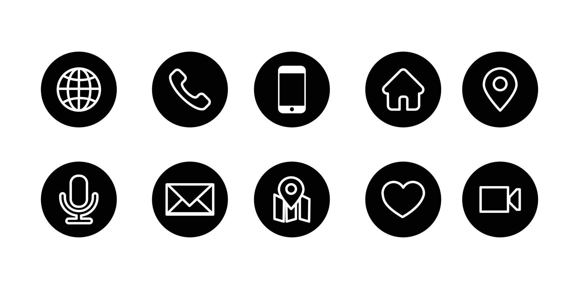 moderno cerchio contatto noi attività commerciale icona impostato per ragnatela e mobile. vettore