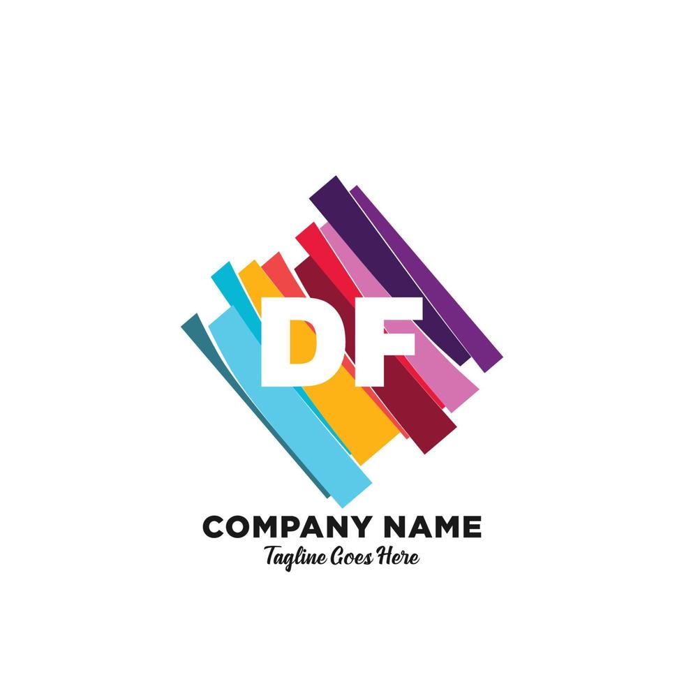 df iniziale logo con colorato modello vettore. vettore