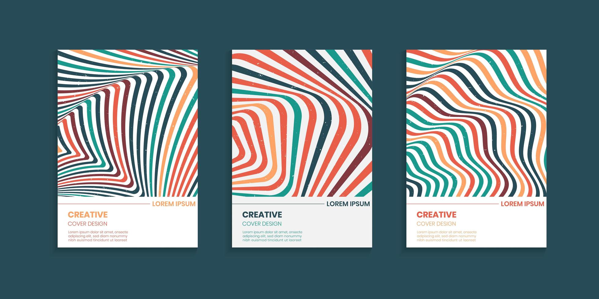 strisce ondulate linee coprono il design impostato in colori vintage vettore