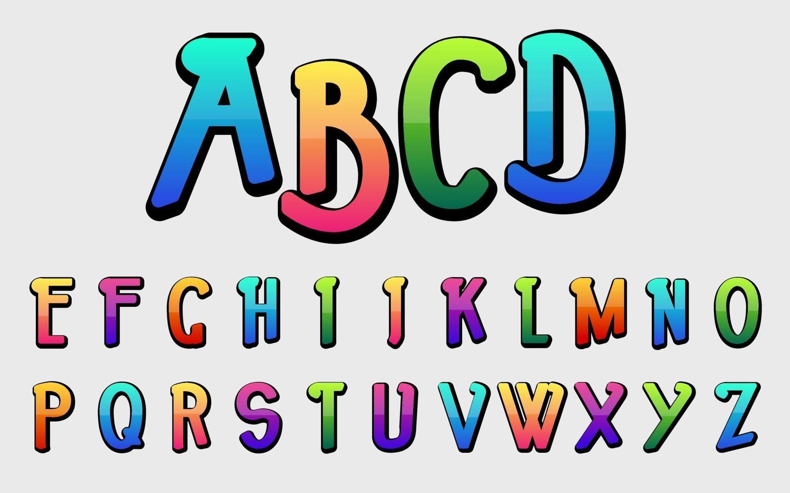 set di lettere colorate tipografia vettore