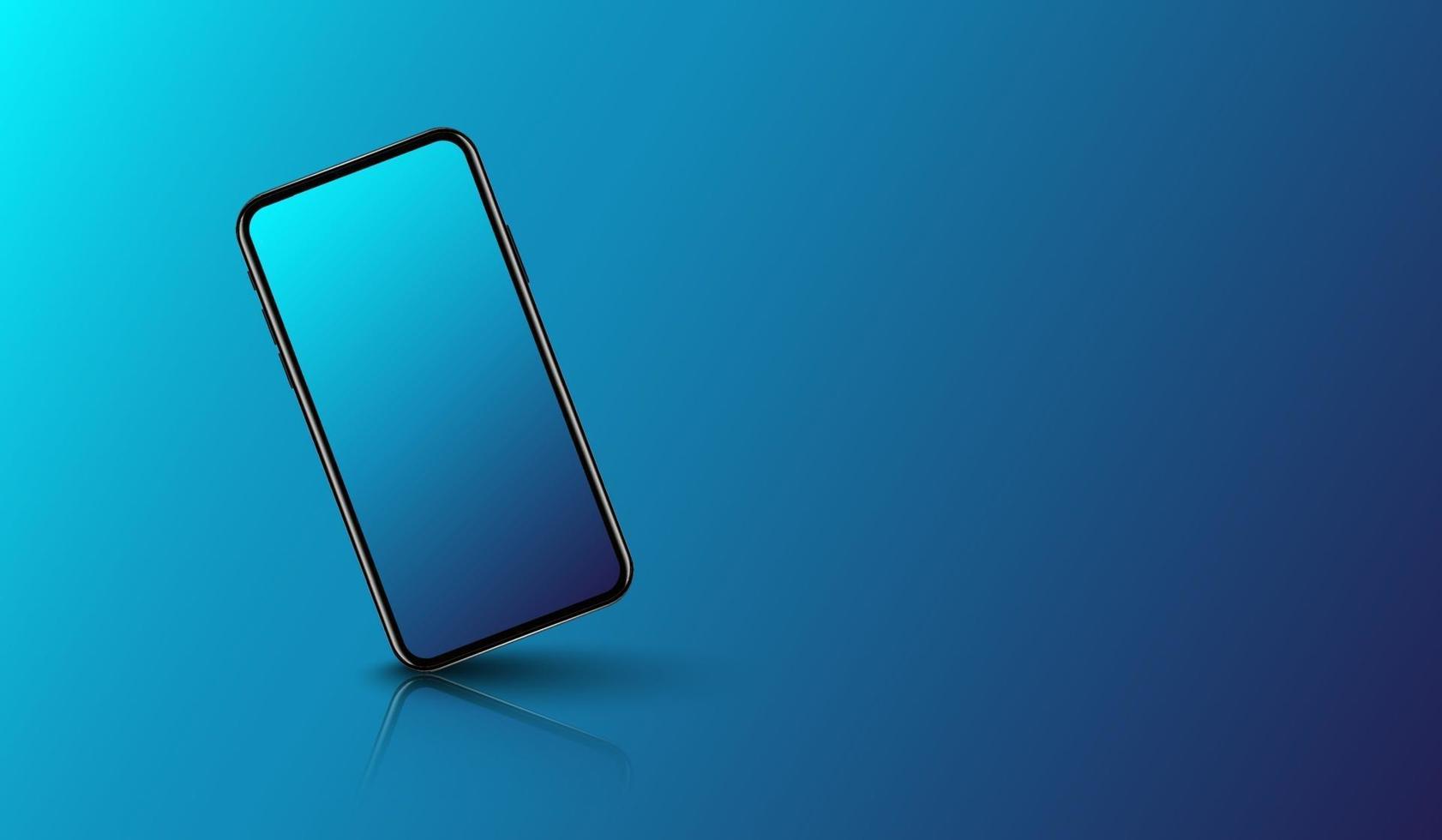 smart phone su sfondo blu scuro liscio, design tecnologico futuristico, illustrazione vettoriale