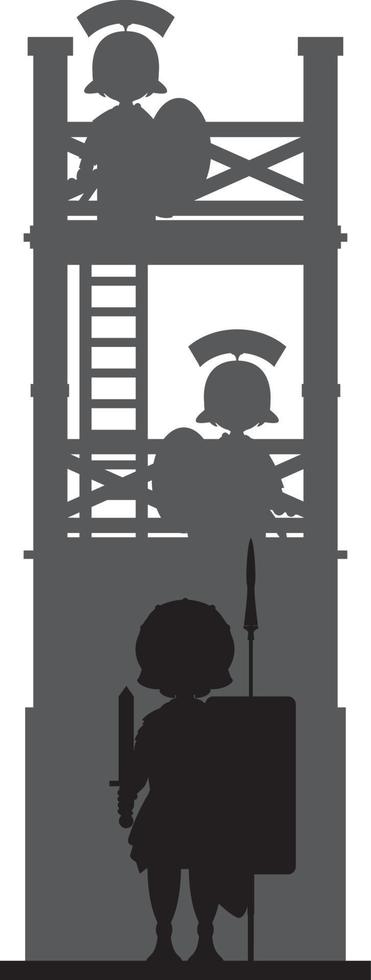 romano soldato a Torre guarnigione silhouette - storia illustrazione vettore