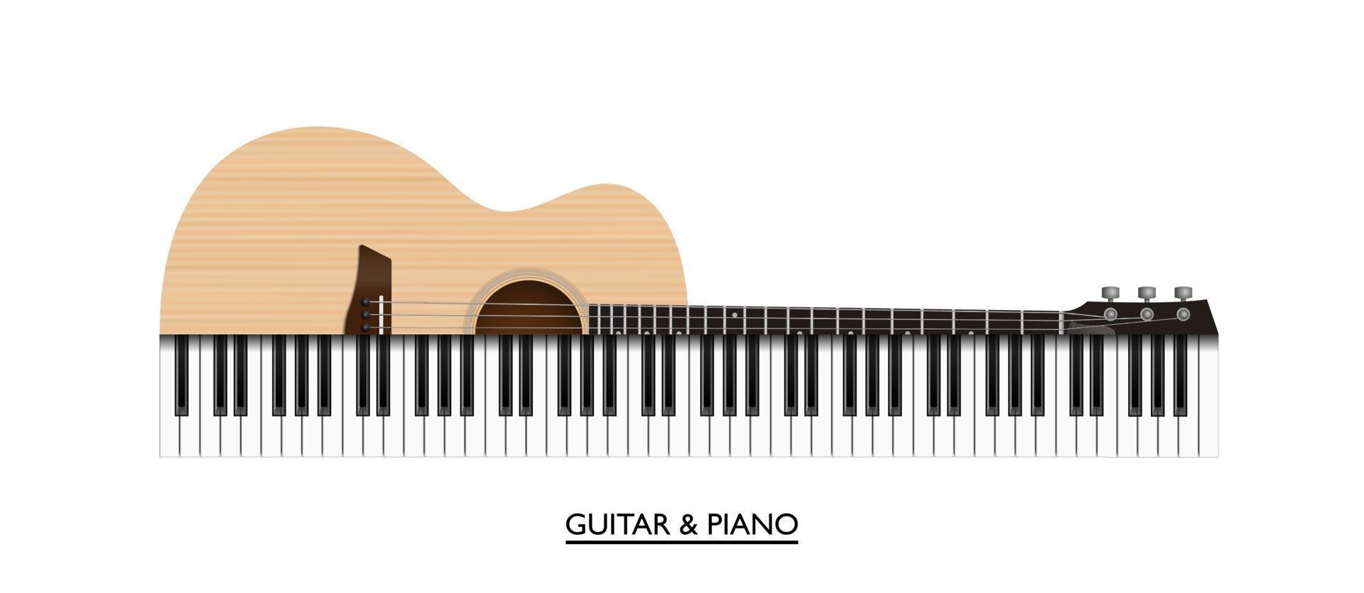 tasti di pianoforte e chitarra acustica strumento musicale astratto, illustrazione vettoriale