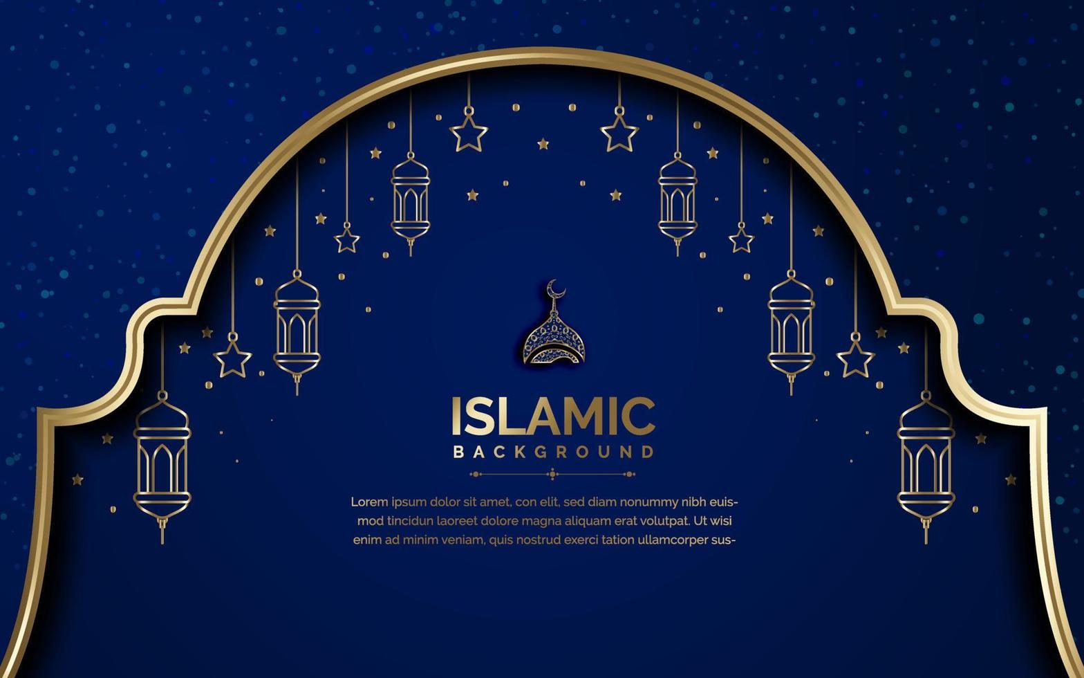 Ramadan kareem islamico bandiera design con calligrafia e Arabo lanterna vettore