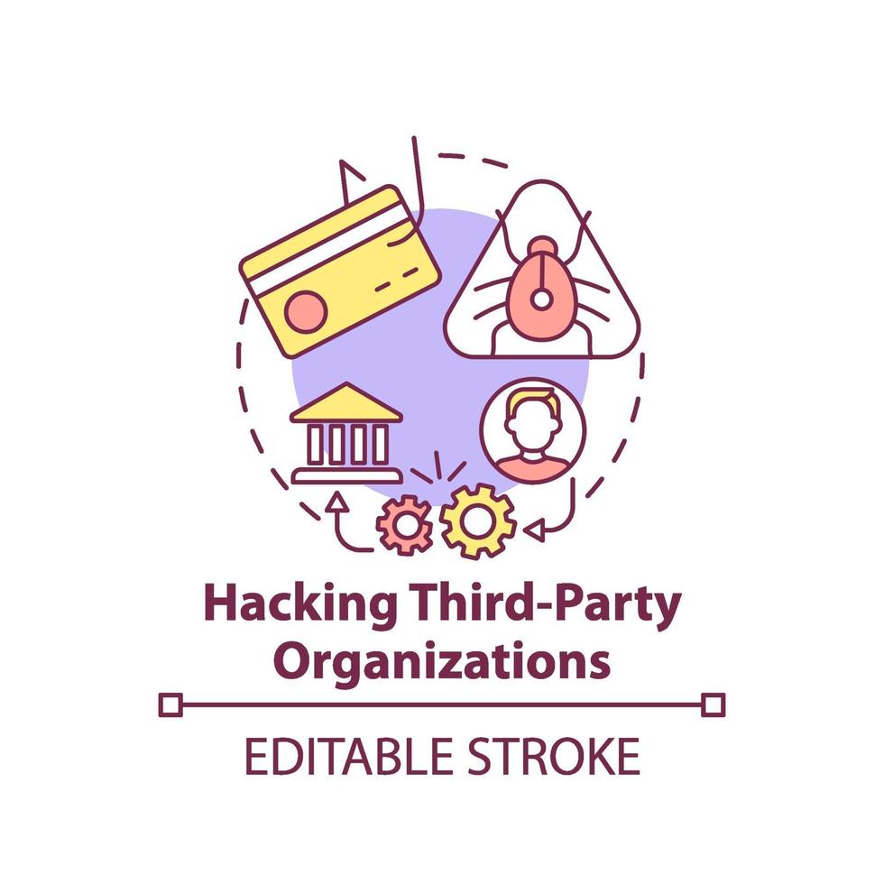 hacking icona del concetto di organizzazioni di terze parti vettore