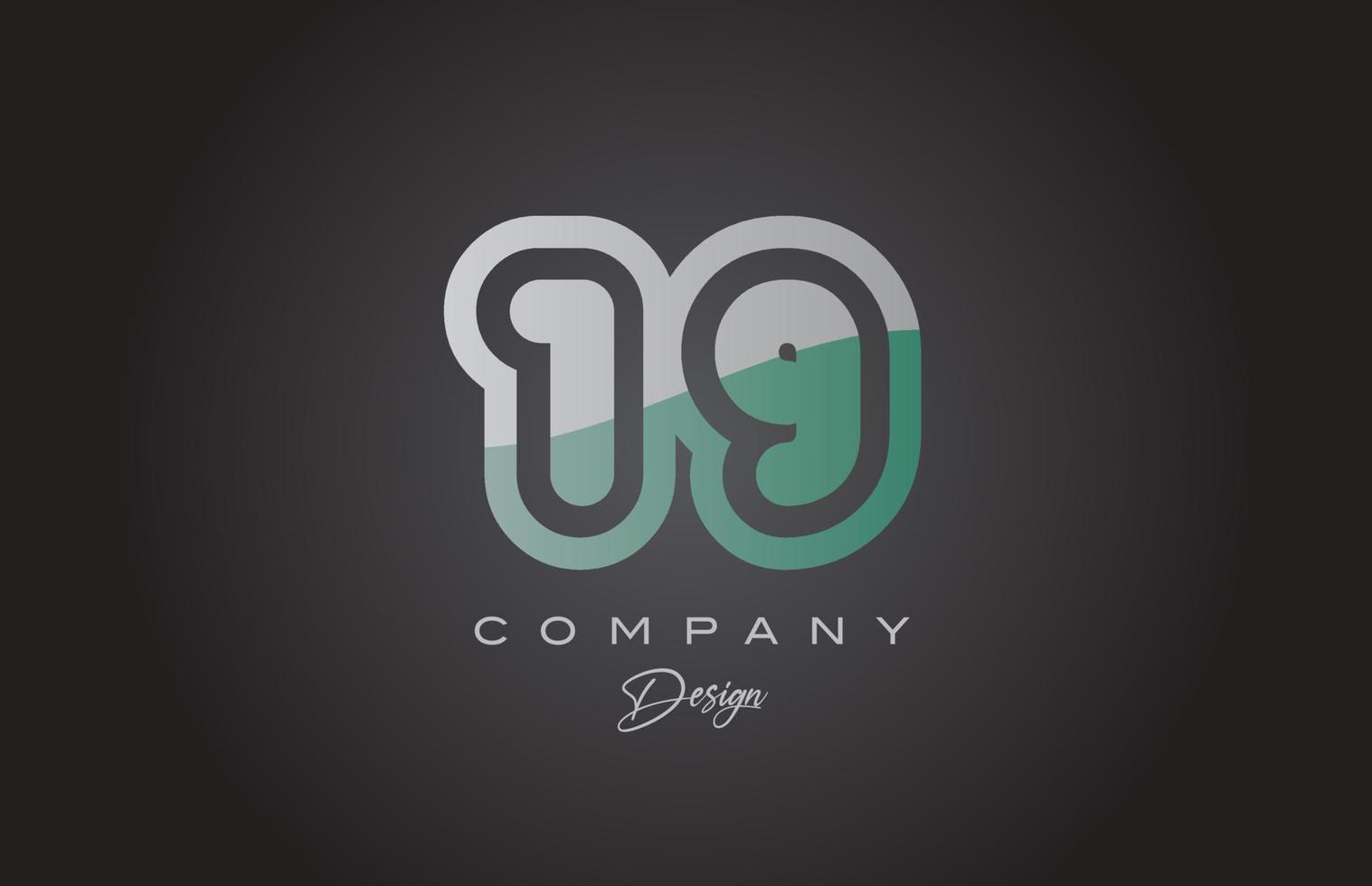 19 verde grigio numero logo icona design. creativo modello per azienda e attività commerciale vettore