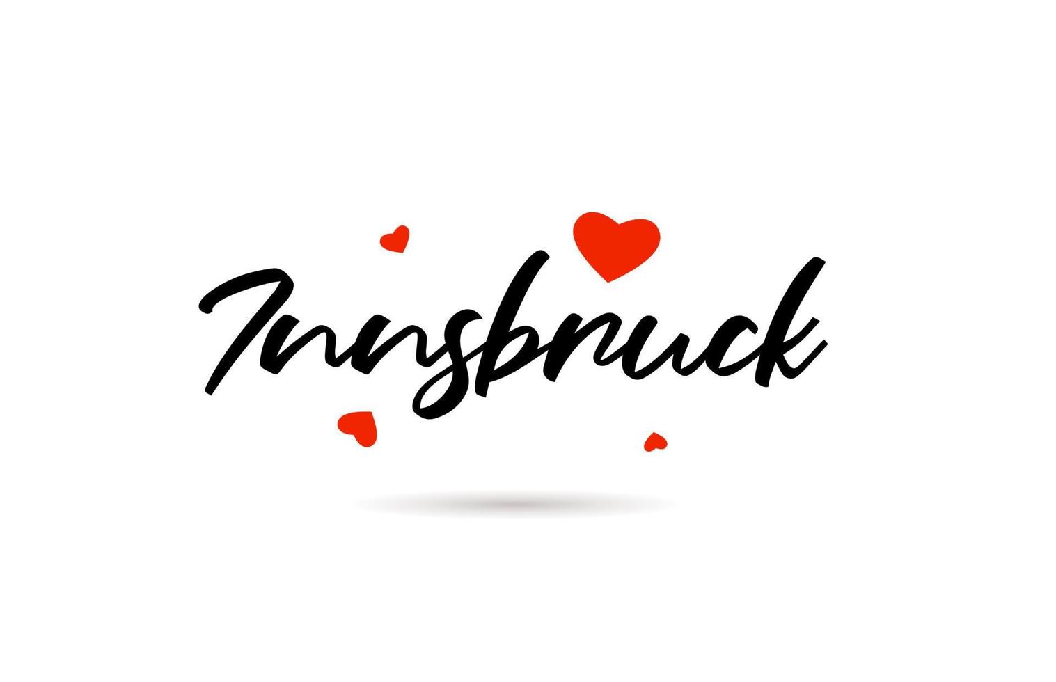 Innsbruck manoscritto città tipografia testo con amore cuore vettore