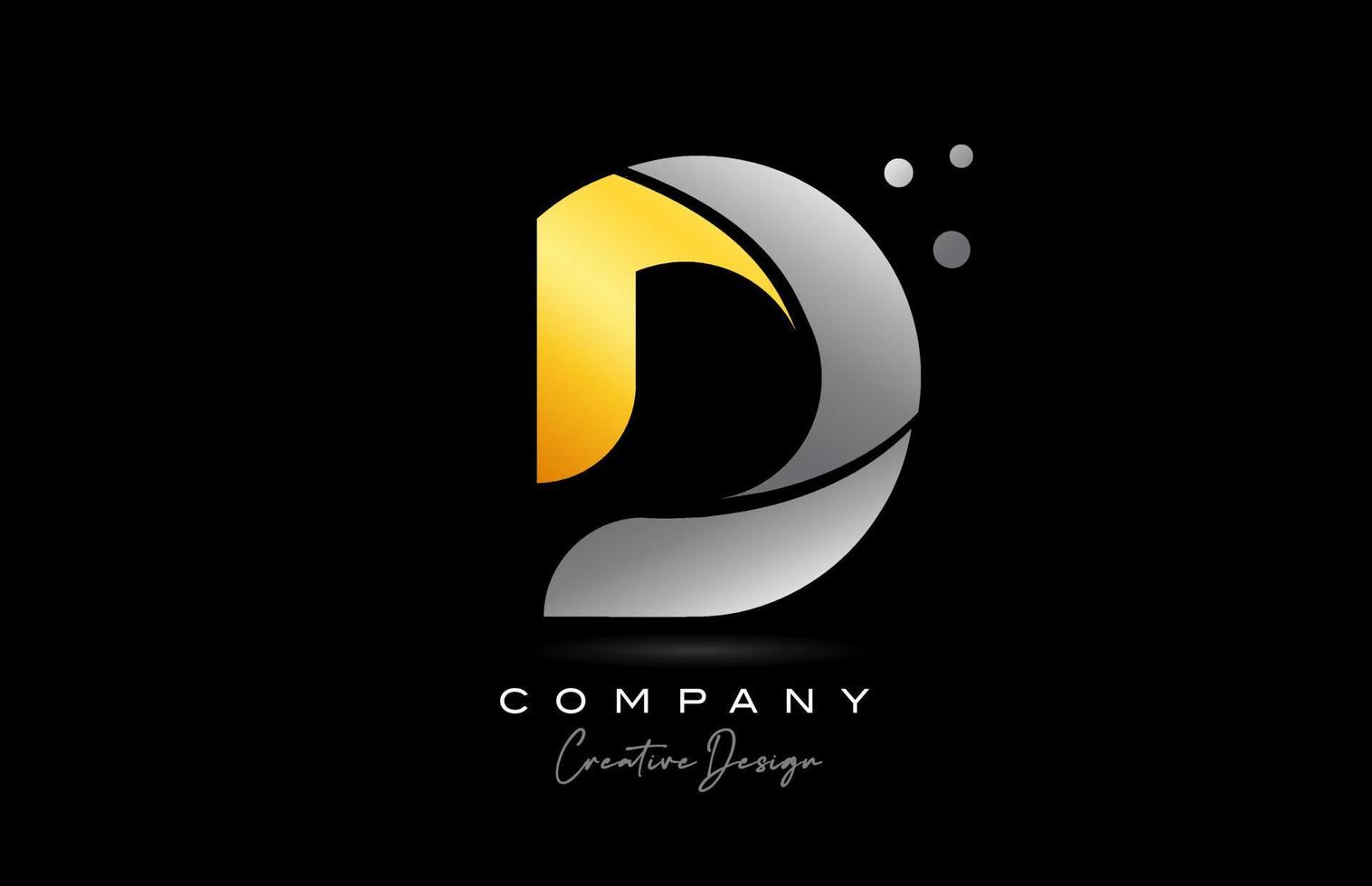 d giallo d'oro alfabeto lettera logo icona design con grigio colore. creativo modello per azienda e attività commerciale vettore