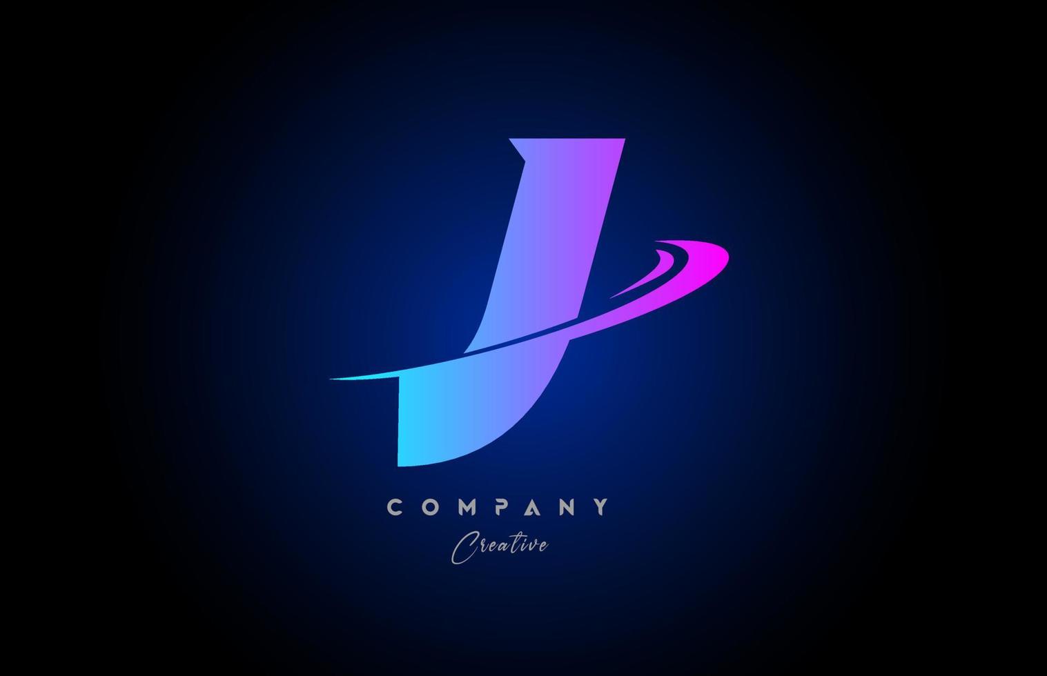j rosa blu alfabeto lettera logo icona design con svolazzare. creativo modello per azienda e attività commerciale vettore