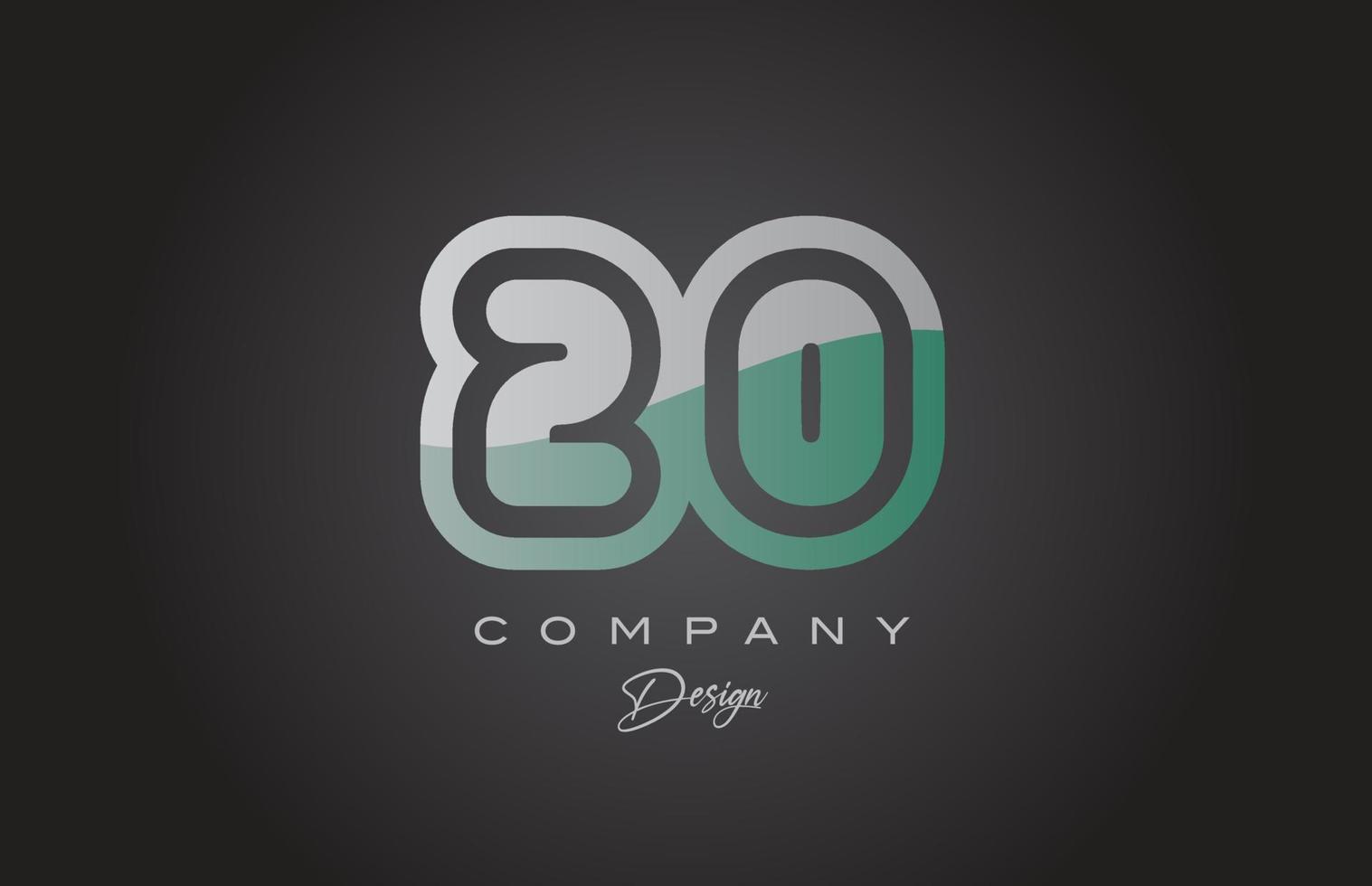 20 verde grigio numero logo icona design. creativo modello per azienda e attività commerciale vettore